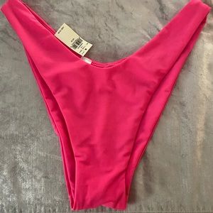 Pink High Rise Cheeky Bikini Bottom